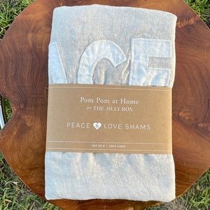 NWT Pom Pom at Home for THE JILLY BOX PEACE AND LOVE SHAMS linen shams